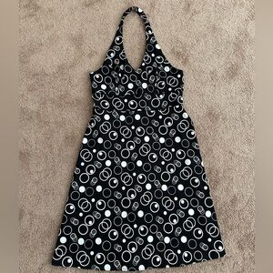 AB STUDIO HALTER BACKLESS DRESS•BLACK AND WHITE•SIZE 14
